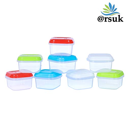 ARSUK Recipientes para comida de bebé 120 ml, envases de conservación de plástico reutilizables sin BPA, apilables, aptos para microondas y congelador (8 piezas)