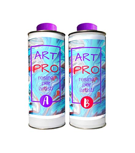 Art Pro Resina Transparente para Artistas DE 1,6 KG + Kit DE 10 PIGMENTOS NEÓN. Ideal para POUR Pintar Y RESINAR-Arte