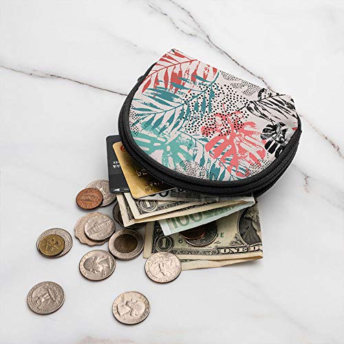 Art Rough Grunge Foglie Tropicali Tropic Nature Portamonete Cambio Cash Bag Cerniera Portafogli piccoli Portafogli Cosmetic Bag Storage Bag