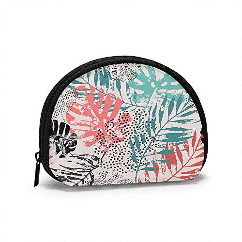 Art Rough Grunge Foglie Tropicali Tropic Nature Portamonete Cambio Cash Bag Cerniera Portafogli piccoli Portafogli Cosmetic Bag Storage Bag