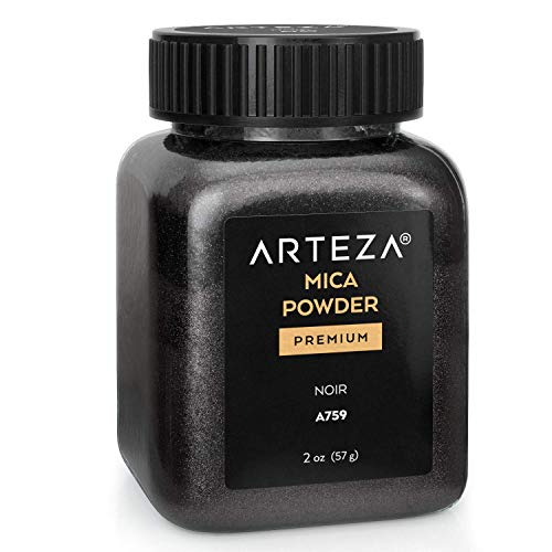 Arteza Polvos de mica, colorante para jabones, pigmentos para resina epoxi, color Noir A759, calidad de cosmético, botes de 10 g, para hacer velas, slime, esmalte de uñas o bombas de baño