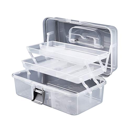 Artibetter Estuche de cosméticos Plegable con asa de Tres Capas Transparente Nail Art Box Caja de Almacenamiento de Maquillaje portátil Organizador Tamaño S