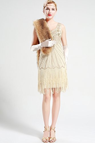 ArtiDeco Bufanda de Pelo Sintético Chal de Piel Artificial 1920 Flapper Accesorios Capa Noche Invierno