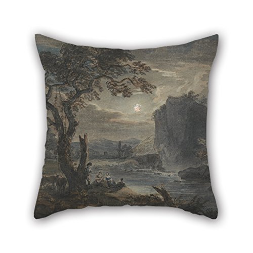 artistdecor Pintura al óleo Paul Sandby – música por Luna Navidad Fundas de Almohada 18 x 18 pulgadas/45 por 45 cm para Cumpleaños San Valentín Cine en casa Interior y Exterior para con Doble Lados