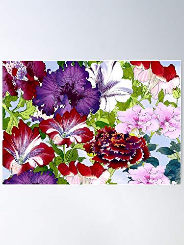 Artistry Asian 1900 Colorful Detailed Design Japanese Woodblock Cuts Prints Fragrant Oriental Floral Beautiful Art Flowers Brilliant Colors Petunia Regalo para la decoración del hogar Wall A
