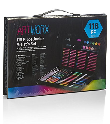 Artworx 118 Piezas de Arte Conjunto para niños - Junior Artista Caso Perfecto Regalo de cumpleaños Regalo para niñas o niños