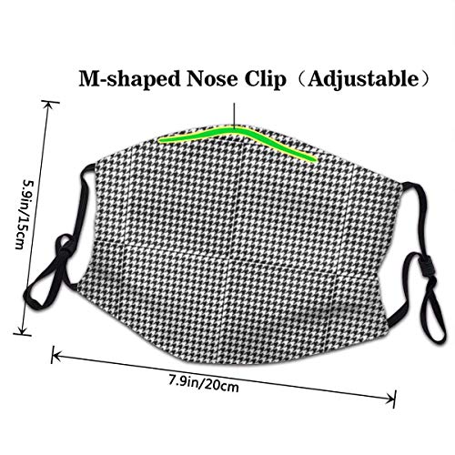 artyly Negro, Blanco, Pata de Gallo, Cuadros, Belleza Abstracta, Moda, mascarilla Reutilizable, pasamontañas, Lavable, para Exteriores, Nariz, Boca, Moda, para Unisex, Hombres, Mujeres, pasamontañas