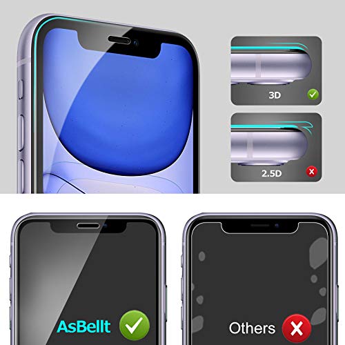 AsBellt Protector Pantalla de iPhone 11 (2*Protector de Pantalla+2*Protector de Cámara +1*Funda) Cristal Vidrio Templado de 3D para iPhone 11 (6.1")