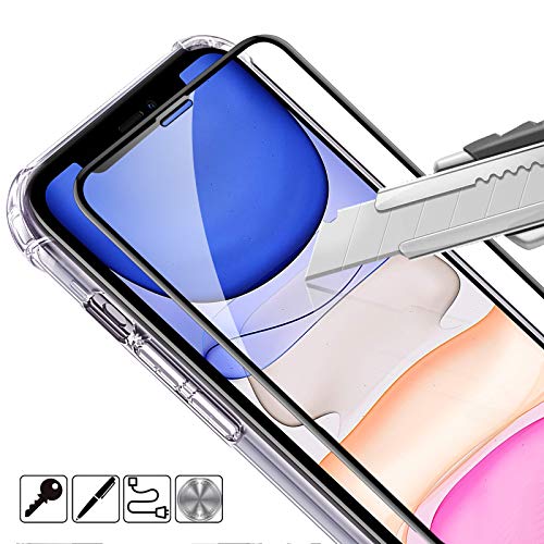 AsBellt Protector Pantalla de iPhone 11 (2*Protector de Pantalla+2*Protector de Cámara +1*Funda) Cristal Vidrio Templado de 3D para iPhone 11 (6.1")