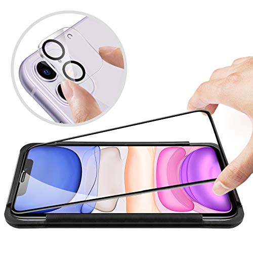 AsBellt Protector Pantalla de iPhone 11 (2*Protector de Pantalla+2*Protector de Cámara +1*Funda) Cristal Vidrio Templado de 3D para iPhone 11 (6.1")