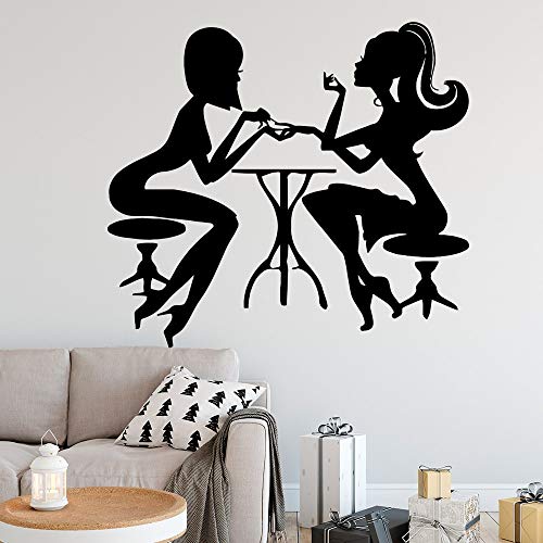 ASFGA Nordic Fancy Beauty Makeup Tools Decal Sticker de Pared Art Beauty Salon Wall Decal Mural Beauty Vinyl Wallpaper Nuevo Nail Studio Club Hair Salon Glass Sticker 57cm X 63cm