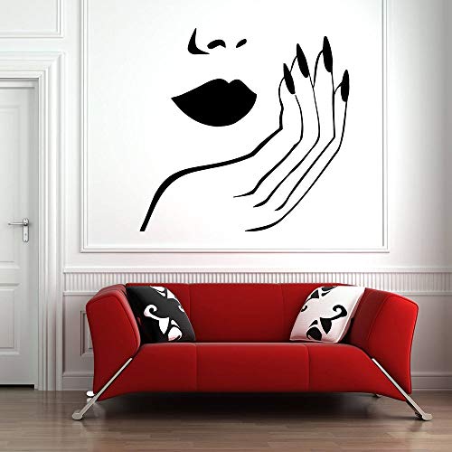 ASFGA Nordic Fancy Beauty Makeup Tools Decal Sticker de Pared Art Beauty Salon Wall Decal Mural Beauty Vinyl Wallpaper Nuevo Nail Studio Club Hair Salon Glass Sticker 57x58 cm