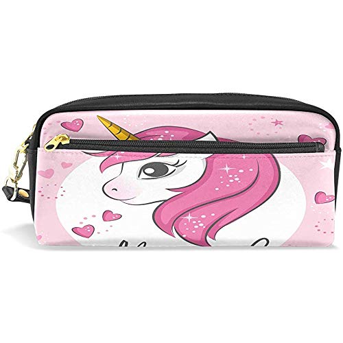 Astuccio per San Valentino Cuore Animale Penna in Pelle di unicorno Astuccio per astuccio Astuccio per cerniera Trucco Borsa per cosmetici Borsa da viaggio per Donne Adolescenti, 20X5,5X8,5 cm