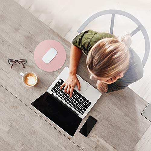 AtailorBird Alfombrilla Ratón Ordenador de Cuero Diámetro 220 mm, Impermeable y Antideslizante para Gaming Oficina Casa Colegio Escritorio Universal Doble Cara, Rosa-Plata