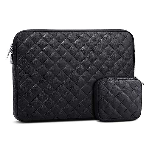 AtailorBird Funda Ordenador Portátil 13-13,3" Cuero de PU Impermeable Estilo Diamante Funda Protectora Portátil con Bolsita para Accesorios - Negro
