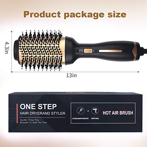 ATCRINICT Cepillo de Aire Caliente, 4 en 1 Secador Moldeador Rizador y Plancha Un-paso Cepillo Secador de Pelo & Voluminizador, Iones Negativos Reducir Cabello Rizado y Estático