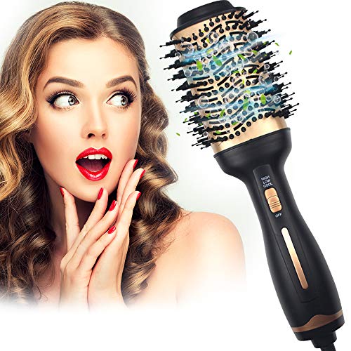 ATCRINICT Cepillo de Aire Caliente, 4 en 1 Secador Moldeador Rizador y Plancha Un-paso Cepillo Secador de Pelo & Voluminizador, Iones Negativos Reducir Cabello Rizado y Estático
