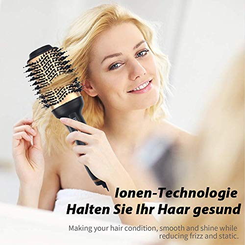 ATCRINICT Cepillo de Aire Caliente, 4 en 1 Secador Moldeador Rizador y Plancha Un-paso Cepillo Secador de Pelo & Voluminizador, Iones Negativos Reducir Cabello Rizado y Estático