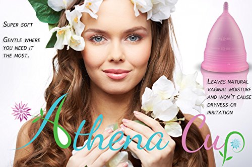 Athena Copa Menstrual – La copa menstrual más recomendada - Incluye una bolsa de regalo - Talla 1, Rosa transparente - ¡Ausencia de pérdidas garantizada!