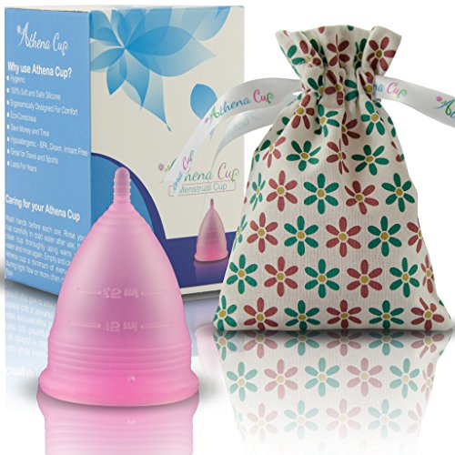 Athena Copa Menstrual – La copa menstrual más recomendada - Incluye una bolsa de regalo - Talla 1, Rosa transparente - ¡Ausencia de pérdidas garantizada!