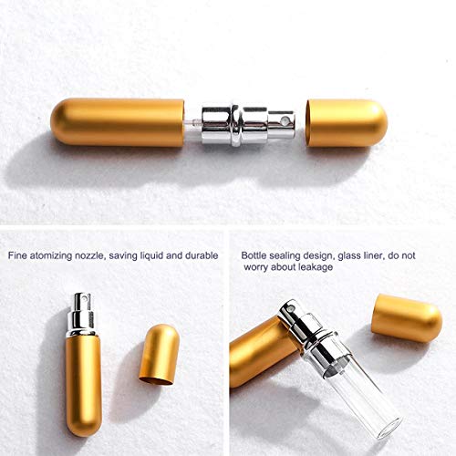 Atomizador Perfume 5pcs Pulverizador de Perfume Botella de Perfume Bomba Recargable Dosificador de Perfume de Viaje Spray Atomizador Bolso con Embudo