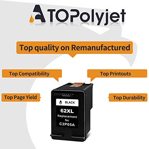ATOPolyjet - Cartuchos de tinta remanufacturados para HP 62 XL 62XL compatibles con HP Envy 5540 5541 5542 5543 5544 5545 5546 5547 officejet 200 200c 250c 258 5741 5742 5743 Impresora (1 Negro)