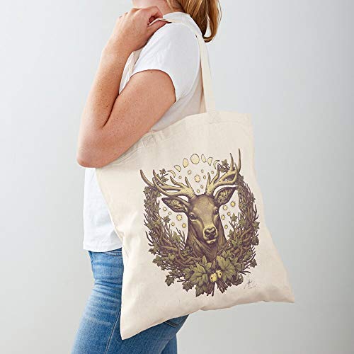 Attracosports Medusa Stag Deer Botanical Nature Art Cernunnos Dollmaker Botanicals Witches Tote Cotton Very Bag | Bolsas de supermercado de lona Bolsas de mano con asas Bolsas de algodón duraderas