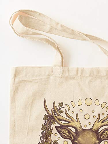 Attracosports Medusa Stag Deer Botanical Nature Art Cernunnos Dollmaker Botanicals Witches Tote Cotton Very Bag | Bolsas de supermercado de lona Bolsas de mano con asas Bolsas de algodón duraderas