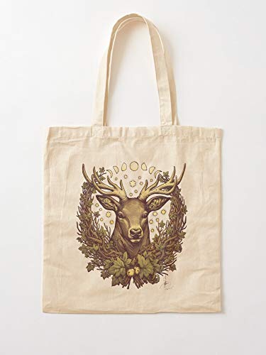 Attracosports Medusa Stag Deer Botanical Nature Art Cernunnos Dollmaker Botanicals Witches Tote Cotton Very Bag | Bolsas de supermercado de lona Bolsas de mano con asas Bolsas de algodón duraderas