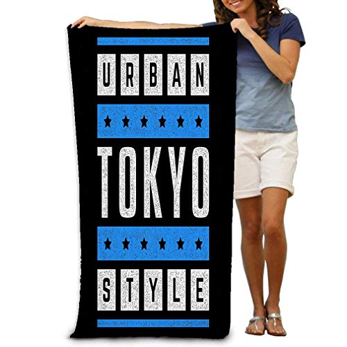 Aubrdon Toalla de baño Toalla de Playa 130X80Cm Retro Retro Tema Tokio Estilizado Vintage Tipografía Banner Flyer Postal T