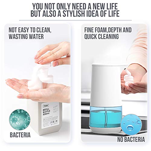 Aucma Dispensador de Desinfectante Manos, 350ml Dispensador Jabon Automático Sensor Sin Contacto con Impermeable IPX4, Recargable Dosificador Jabon Espuma para Cocina Baño