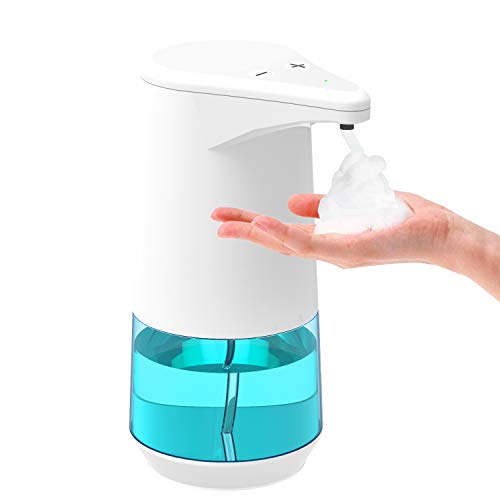 Aucma Dispensador de Desinfectante Manos, 350ml Dispensador Jabon Automático Sensor Sin Contacto con Impermeable IPX4, Recargable Dosificador Jabon Espuma para Cocina Baño