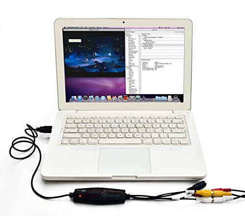Audio Video Grabber USB2.0, adaptador de video para edición, digitalización Hi8 VHS a DVD para Mac y Windows 10 con adaptador convertidor Scart/AV.