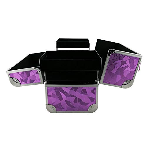 AUFUN Beauty Case Maletín para Maquillaje con 2 Cerraduras Estuche de Aluminio 320 * 210 * 260mm, Estuche de Cosméticos - 17L, Morado