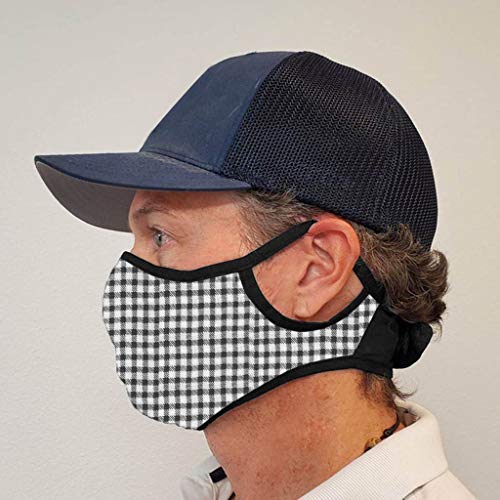 Auifor Decoración facial con estampado a cuadros casual y fresco, bufanda lavable, con adhesivos de velcro en las orejas, enviados desde España