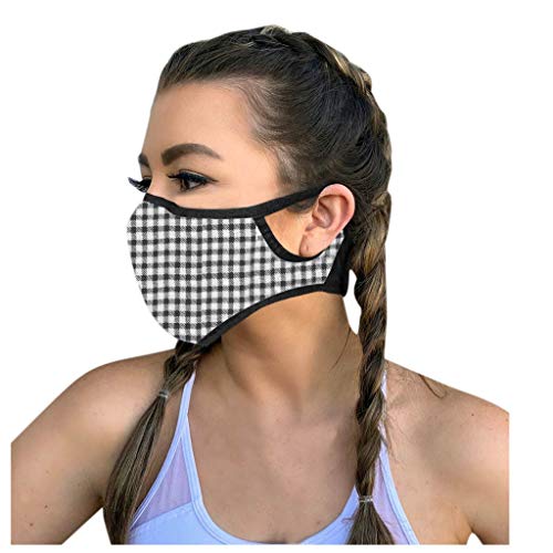 Auifor Decoración facial con estampado a cuadros casual y fresco, bufanda lavable, con adhesivos de velcro en las orejas, enviados desde España