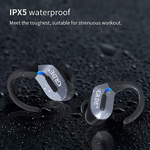Auriculares Bluetooth, GRDE Auriculares Inalambricos (Deportivos IPX5 Impermeable) con Microfono Incorporado Hi-Fi CVC8.0, 50H Reproducción Auriculares In-Ear con Estuche de Carga para iPhone Android