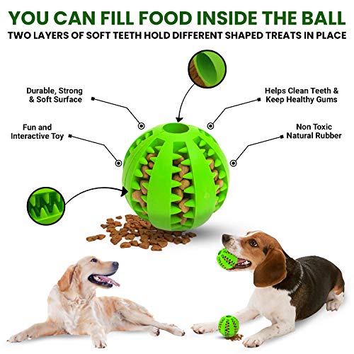 AWIIK - Pack de 4 Pelotas de Juguetes interactivos para Perros. Bolas de Caucho y Goma Resistentes para morder, Limpiar Dientes, dispensadoras de Comida y Entrenamiento. Small: para Perros PEQUEÑOS