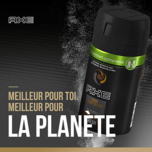 Axe Déodorant Spray Compressé Dark Temptation 0% Sels d'Aluminium, Pour Sentir Bon Toute la Journée (Lot de 6x100ml)