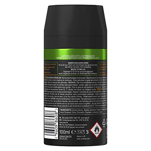 Axe Déodorant Spray Compressé Dark Temptation 0% Sels d'Aluminium, Pour Sentir Bon Toute la Journée (Lot de 6x100ml)