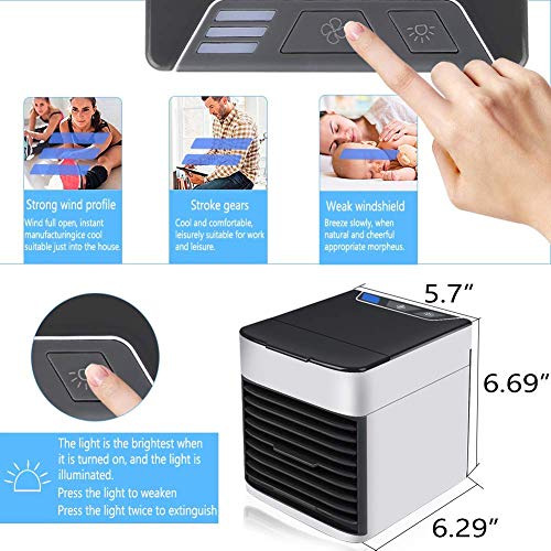 AZOREX Mini Aire Acondicionado Portátil Enfriador USB 10W Ventilador Personal Humidificación del Aire para Casa Oficina Camper 204-AirCooler
