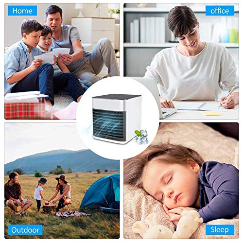 AZOREX Mini Aire Acondicionado Portátil Enfriador USB 10W Ventilador Personal Humidificación del Aire para Casa Oficina Camper 204-AirCooler