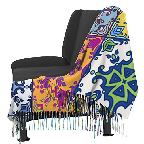 Azulejo de cerámica de Talavera mexicana Jersey unisex bufanda larga Cachemira pura accesorios de invierno súper cálidos 27 * 77 pulgadas