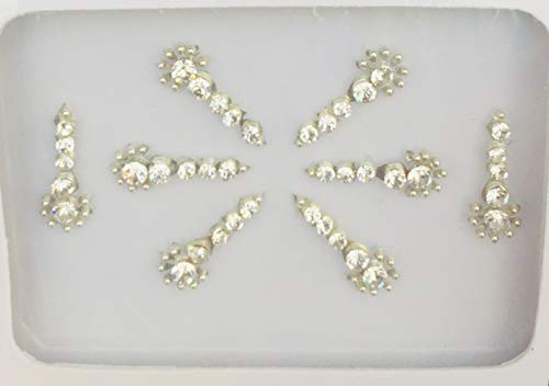 BA206 - Adhesivo decorativo para la frente, diseño de Bindi de Bollywood, color plateado