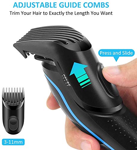 Babacom Maquina Cortar Pelo Profesional, 5 en 1 Multifuncional Cortapelos Hombre, USB Recargable Reforzar Poder Maquinilla Cortar Pelo para Cabello/Barba/Nariz/Orejas/Corporal con Peines de Guía