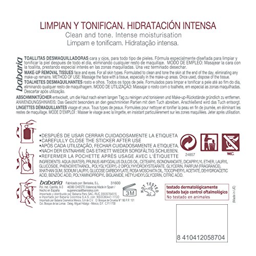 Babaria - Rosa Mosqueta Toallitas Desmaquilladoras, 20 Uds