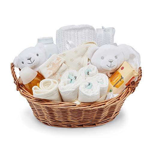 Baby Box Shop - Cesta regalo bebé - con artículos esenciales para niños recién nacidos - ropa de bebé - Manta de bebé y oso de peluche