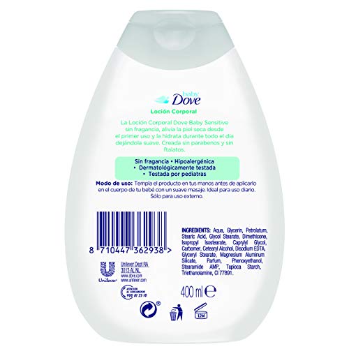 Baby Dove Gel de baño sensitive moisture de la cabeza a los pies 400 ml - Pack de 6