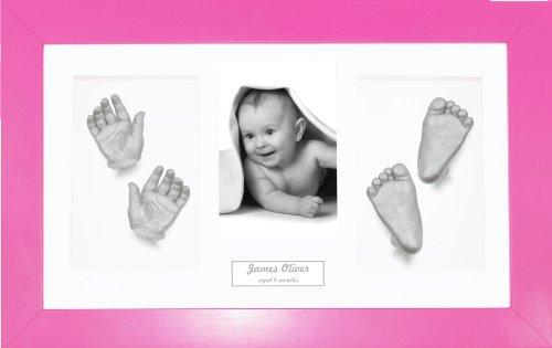 BabyRice – gran bebé casting Kit (ideal para gemelos.), 14,5 x 8,5 "rosa marco, blanco, Plata Metálico pintura