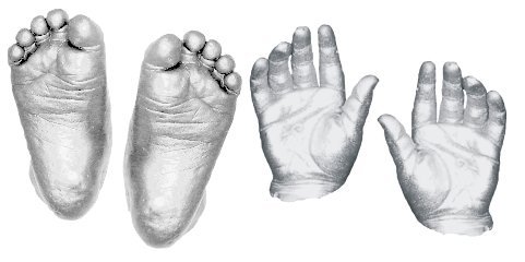 BabyRice – gran bebé casting Kit (ideal para gemelos.), 14,5 x 8,5 "rosa marco, montura de color negro, plata metálico pintura